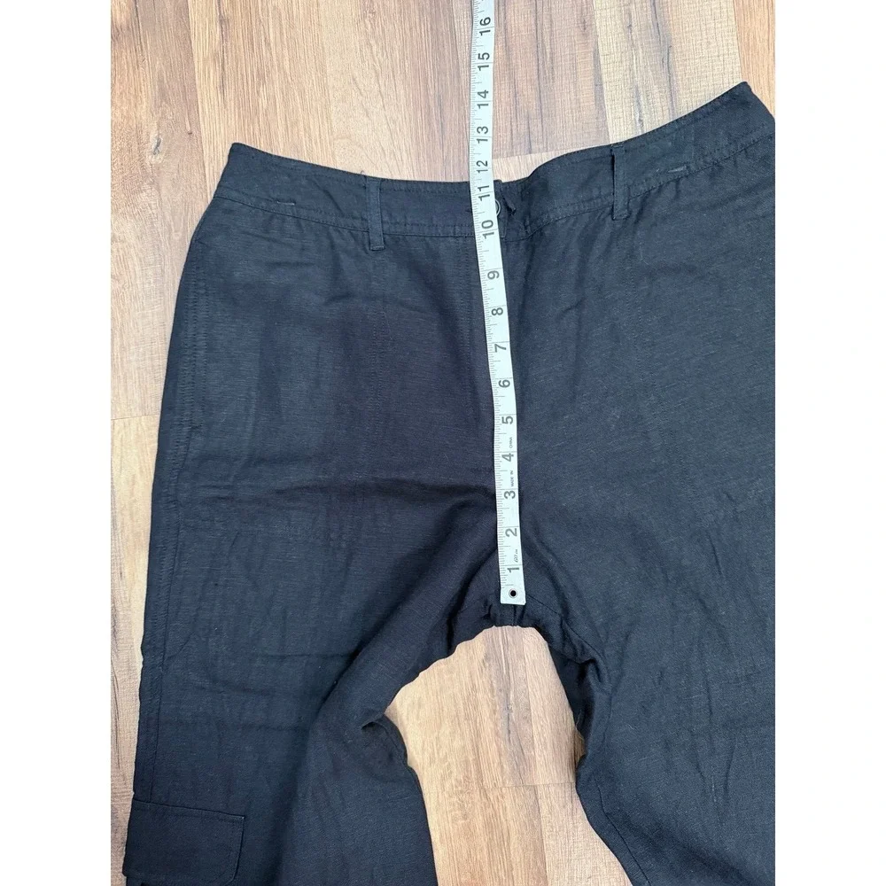Larry Levine Petite Black Linen Blend‎ Cargo Pants Size 10P